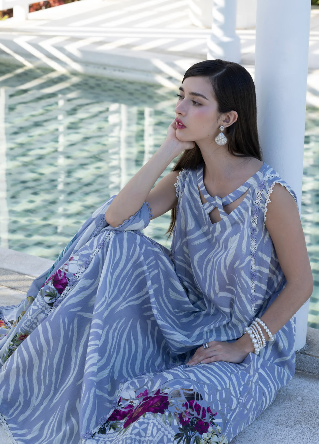 Santorini by Elaf Unstitched Lawn Printed 3 Piece Suit EL26US EPN-3B SEIRA - Summer Collection