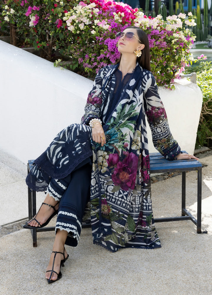 Santorini by Elaf Unstitched Lawn Printed 3 Piece Suit EL26US EPN-3A STARRY NIGHT - Summer Collection