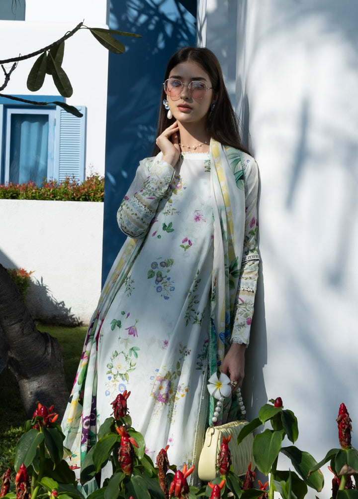 Santorini by Elaf Unstitched Lawn Printed 3 Piece Suit EL26US EPN-7B MOON FLOWER - Summer Collection