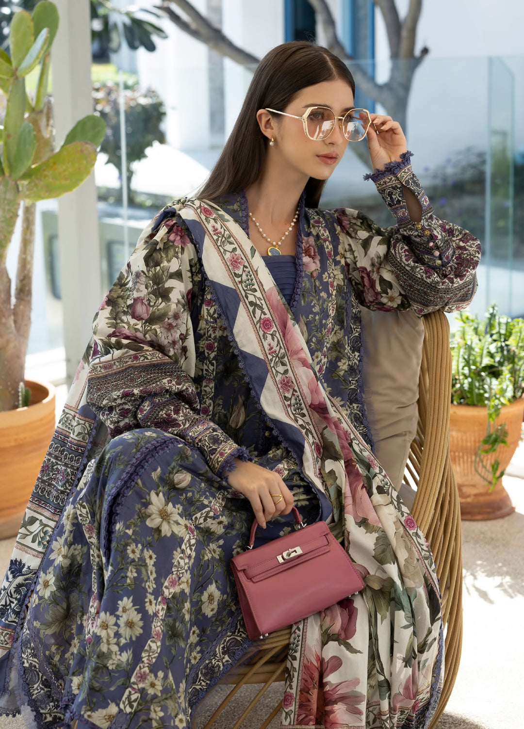 Santorini by Elaf Unstitched Lawn Printed 3 Piece Suit EL26US EPN-6A BOO BERRY - Summer Collection