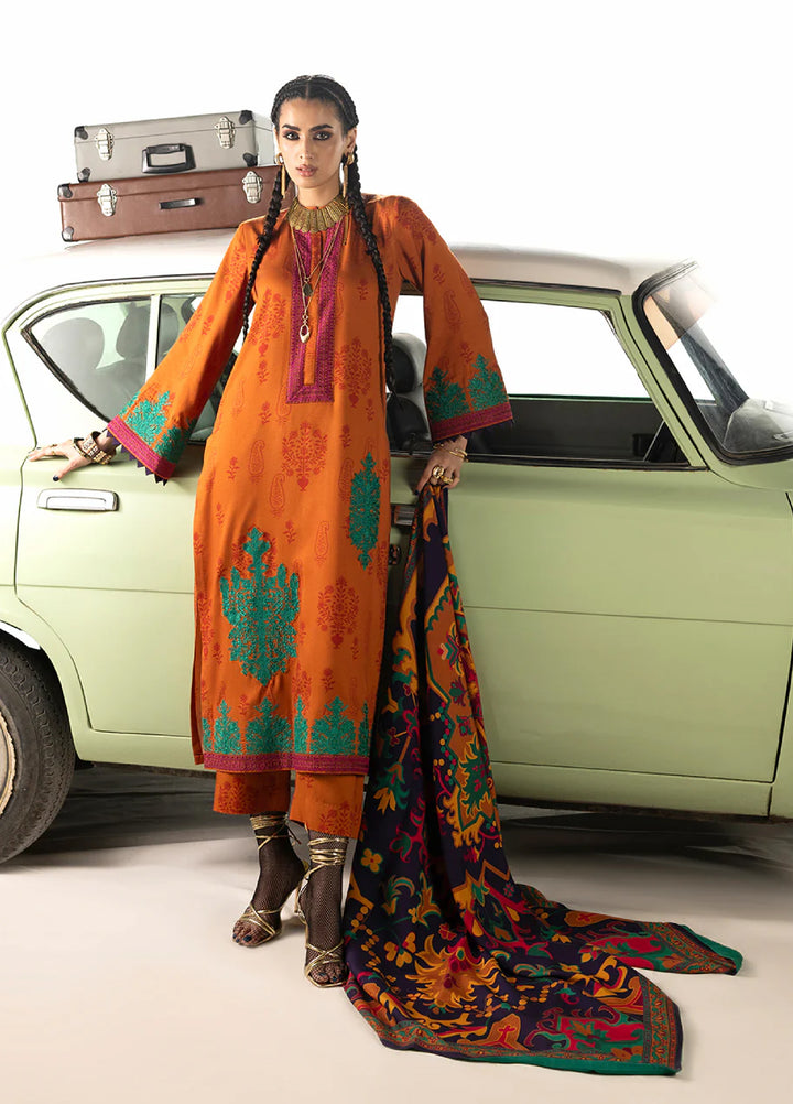 Zainab Chottani Unstitched Marina Twill With Shawl Embroidered Suits 3 Piece ZC25WS D-03 Suniva - Winter Collection