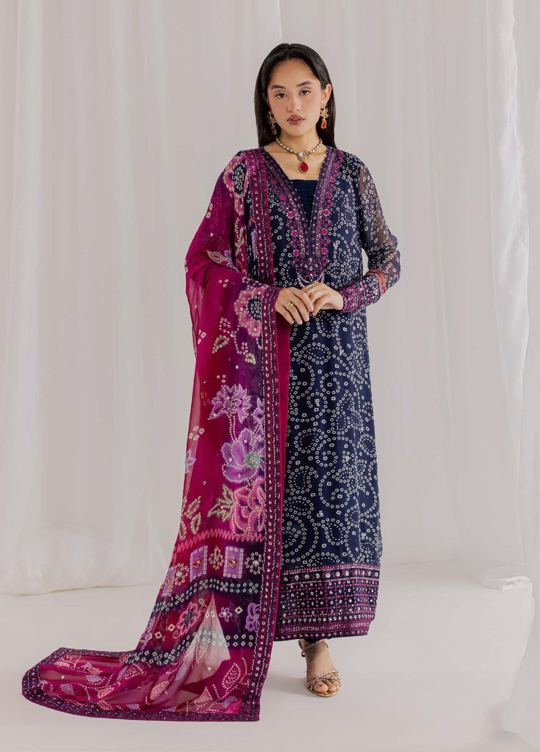 Nureh Women RTW Embroidered Chiffon 3 Piece Suit NU26RF NP-819 - Festive Collection