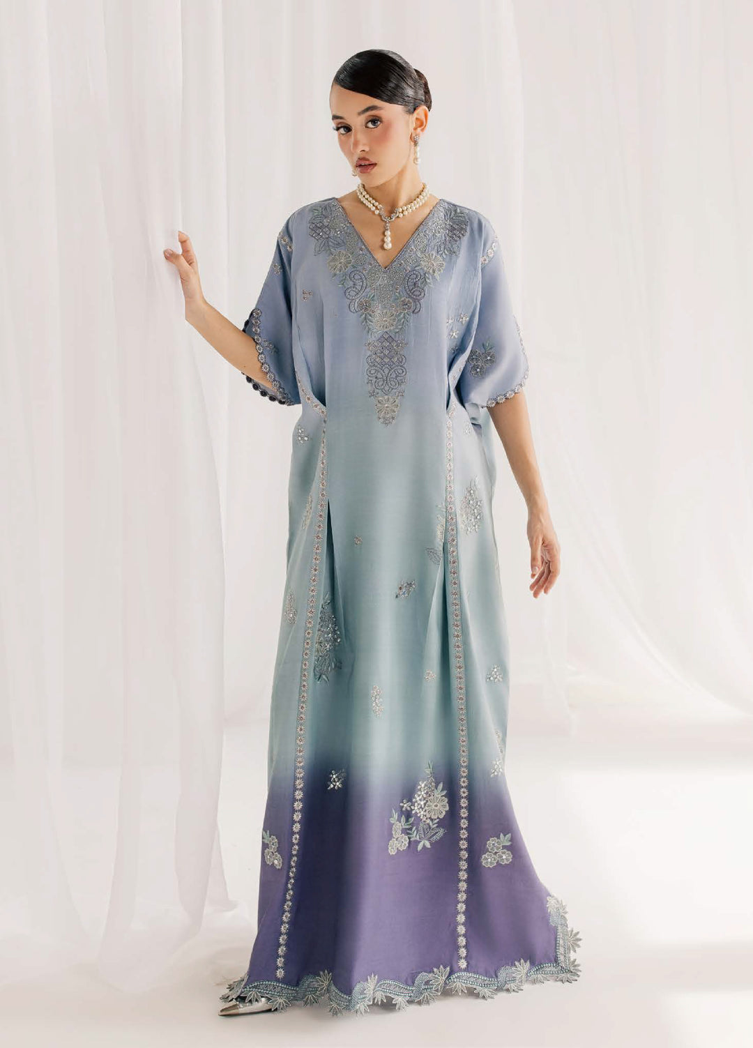 Nureh Women RTW Embroidered Raw Silk Kaftaan NU26RF NP-818 - Festive Collection
