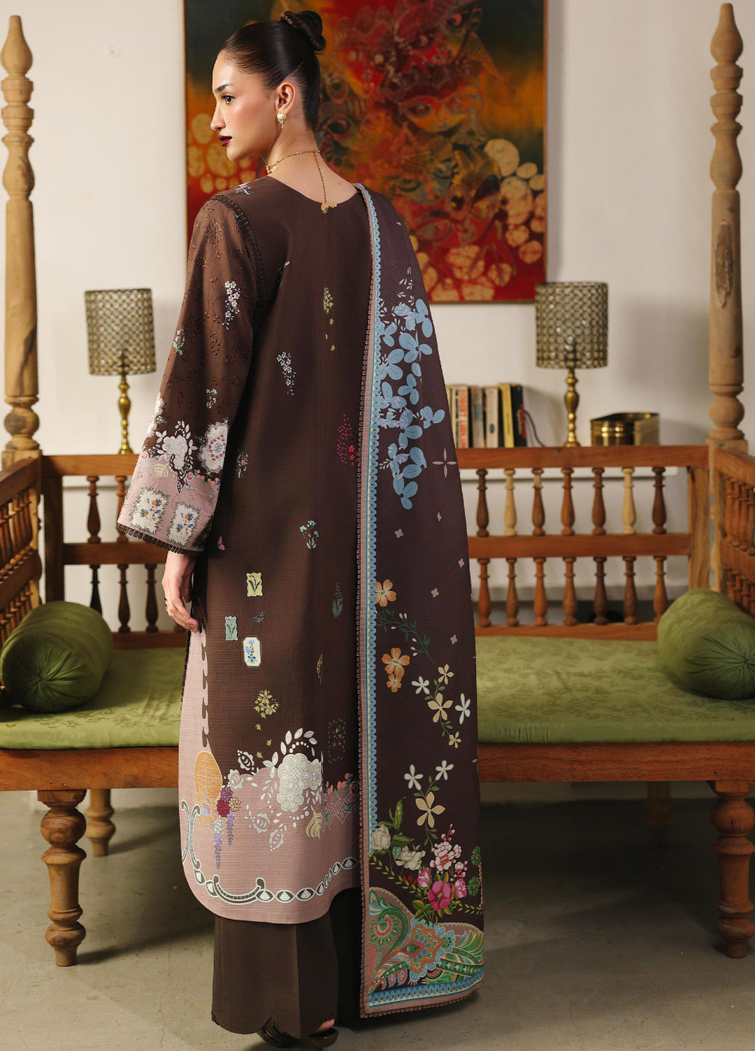 Qprints By Qalamkar Unstitched Linen Embroidered Digital Printed  3 Piece Suits QLM25PW QW-09 B Rabella - Winter Collection