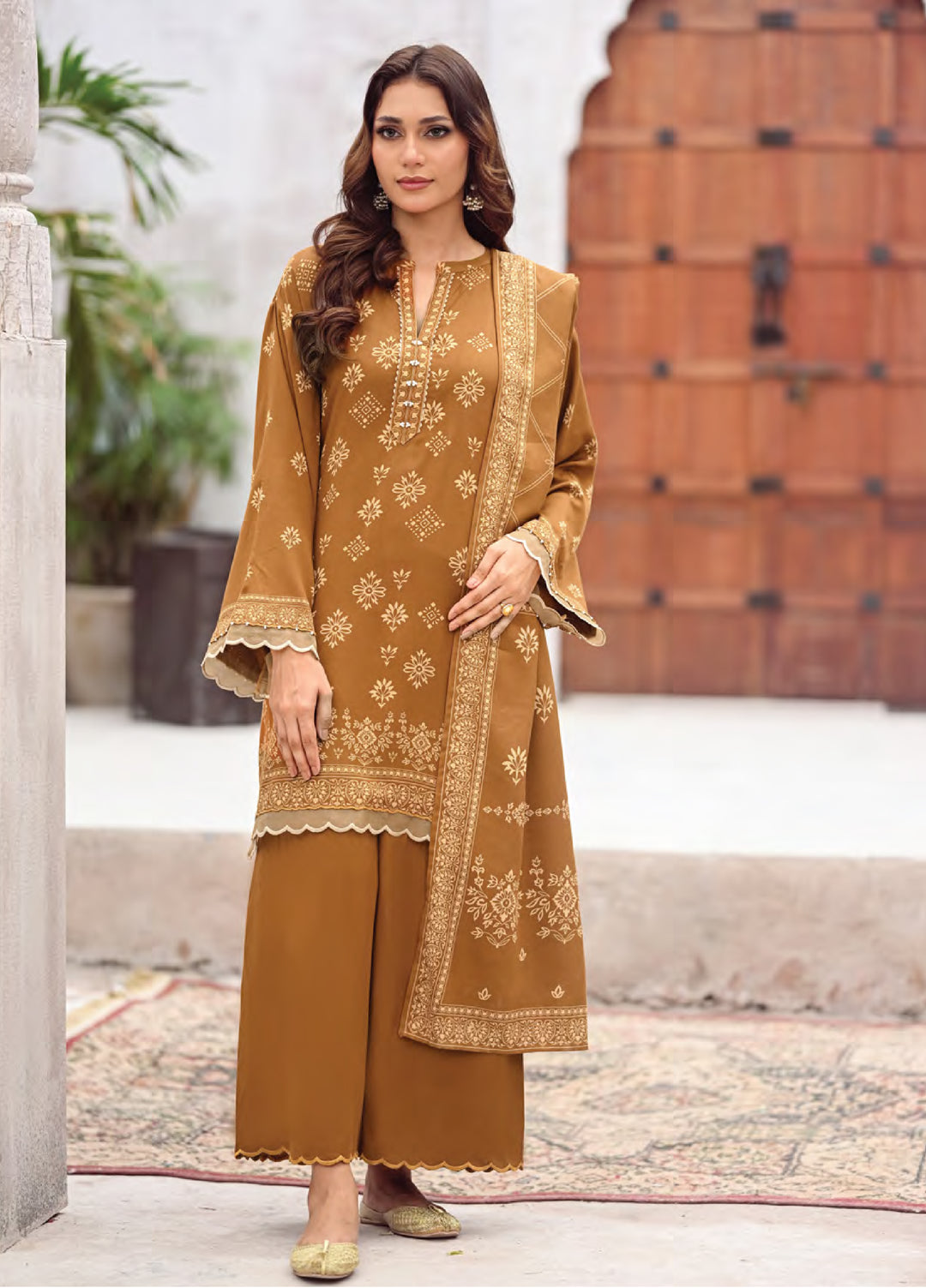 Lakhany Printed Pashmina Suits Unstitched 3 Piece LSM25LP LG-RL-0346-B - Winter Collection