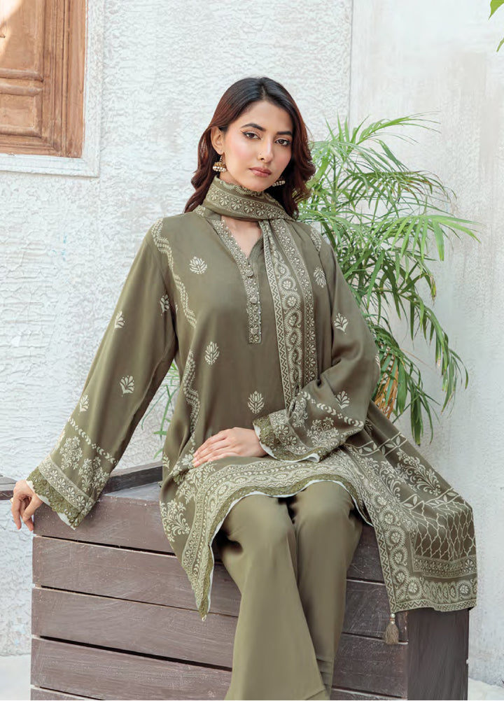 Lakhany Printed Pashmina Suits Unstitched 3 Piece LSM25LP LG-SG-0039-A - Winter Collection