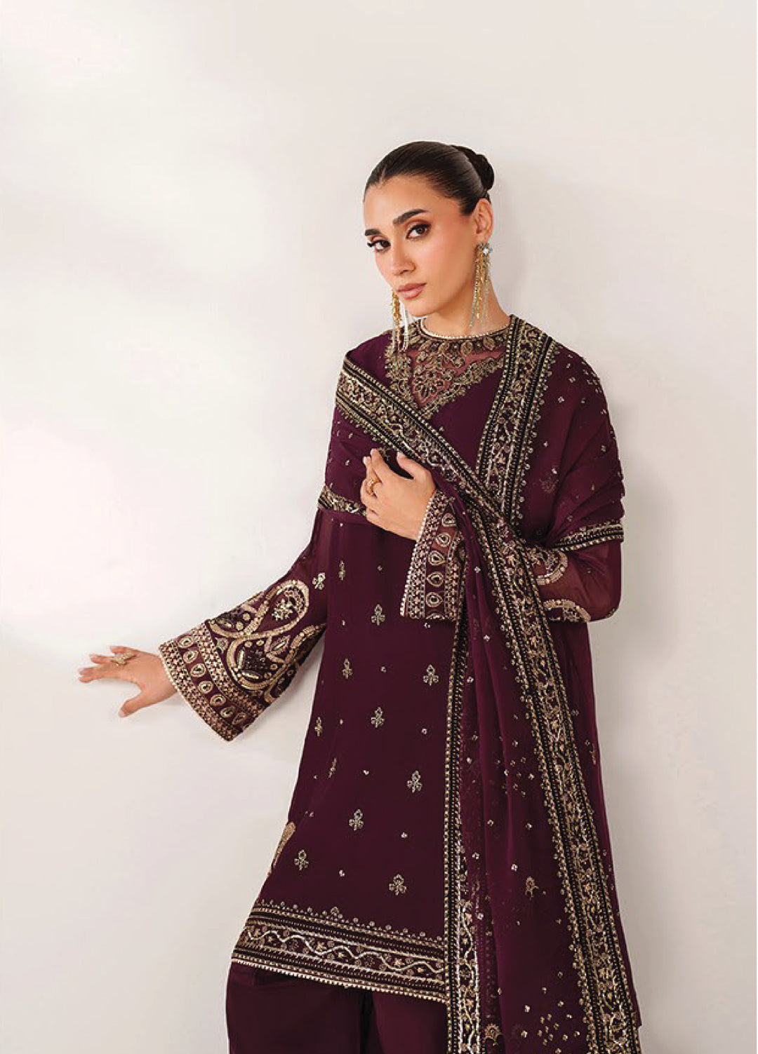 Xenia Formals Unstitched Embroidered Chiffon 3 Piece Suits XE25FU D-10 Nuri - Formal Collection