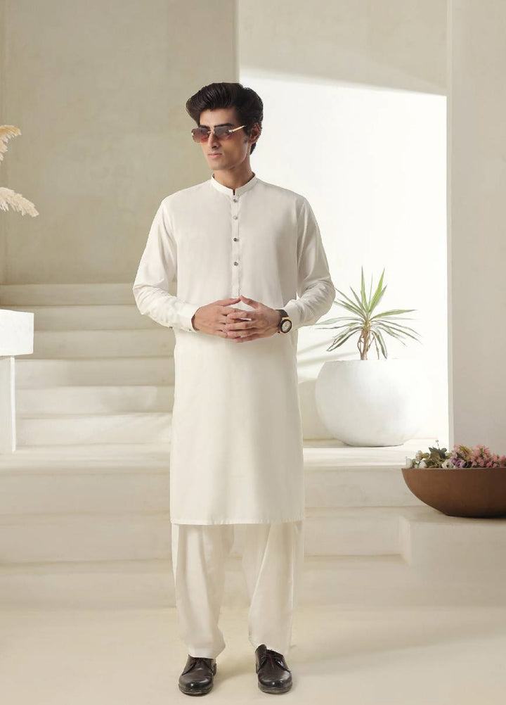 Bazm E Riwayat by Bin Musab Men Kurta Pajama Blended 2 Piece Opal Angel - Festive Collection