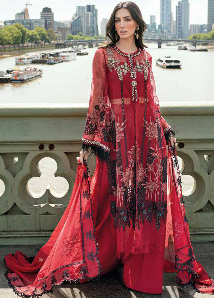 Soiree by Maria B Unstitched Net Embroidered Suits 3 Piece MB25SF D-6 - Formals Collection