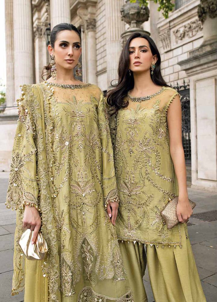 Soiree by Maria B Unstitched Raw Silk Embroidered Suits 3 Piece MB25SF D-8 - Formals Collection