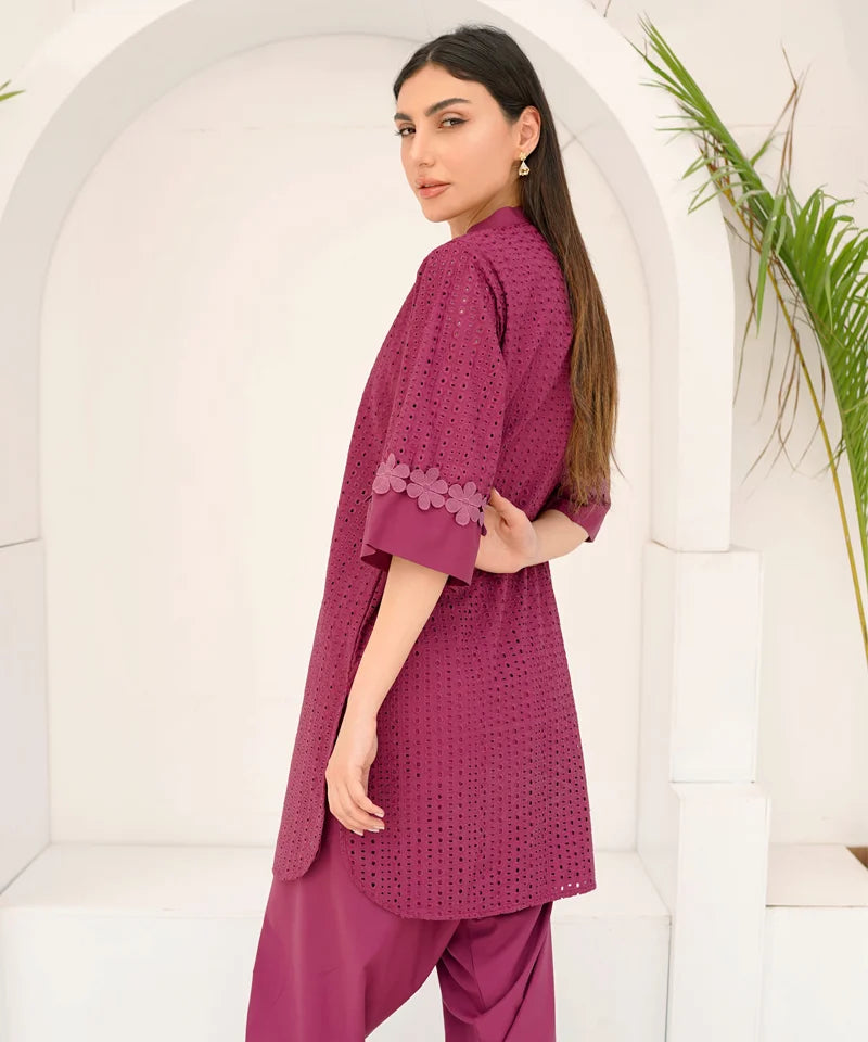 Dhaga Women Pret Embroidered 2 Piece Chikankari Pink SED04 - Summer Collection