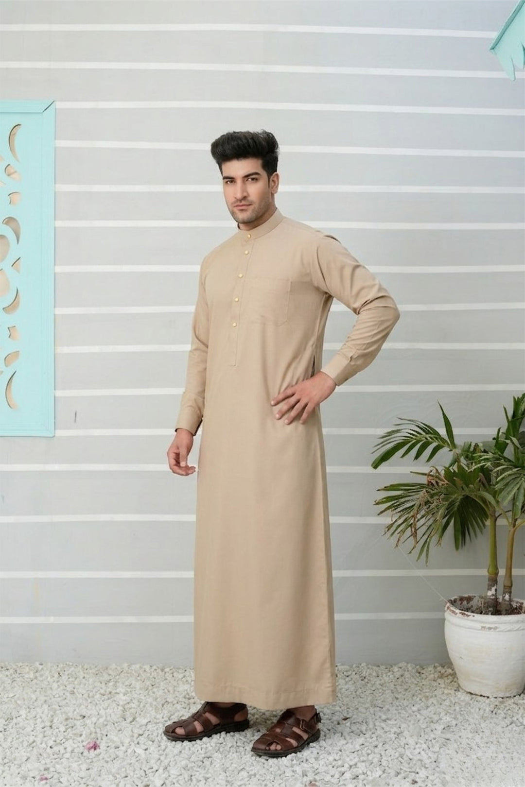 Royal Arabic Jubba by Edge Republic Mens RTW Solids Cotton Viscose 2 Piece Suit JB 027 Festive Collection