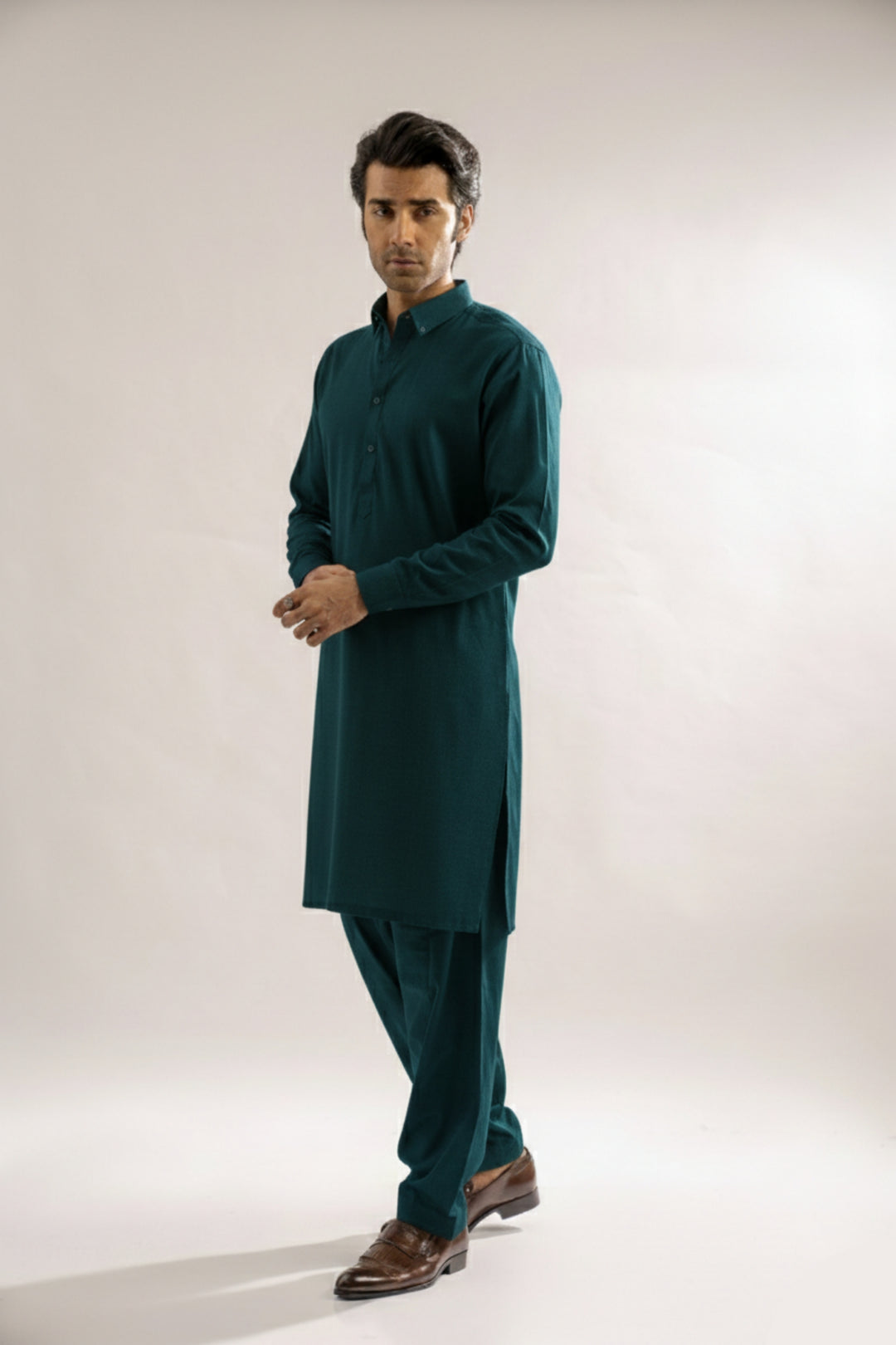 Edge Republic Mens RTW Shalwar Kameez Wash N wear Teal Green Premium  - Festive Collection