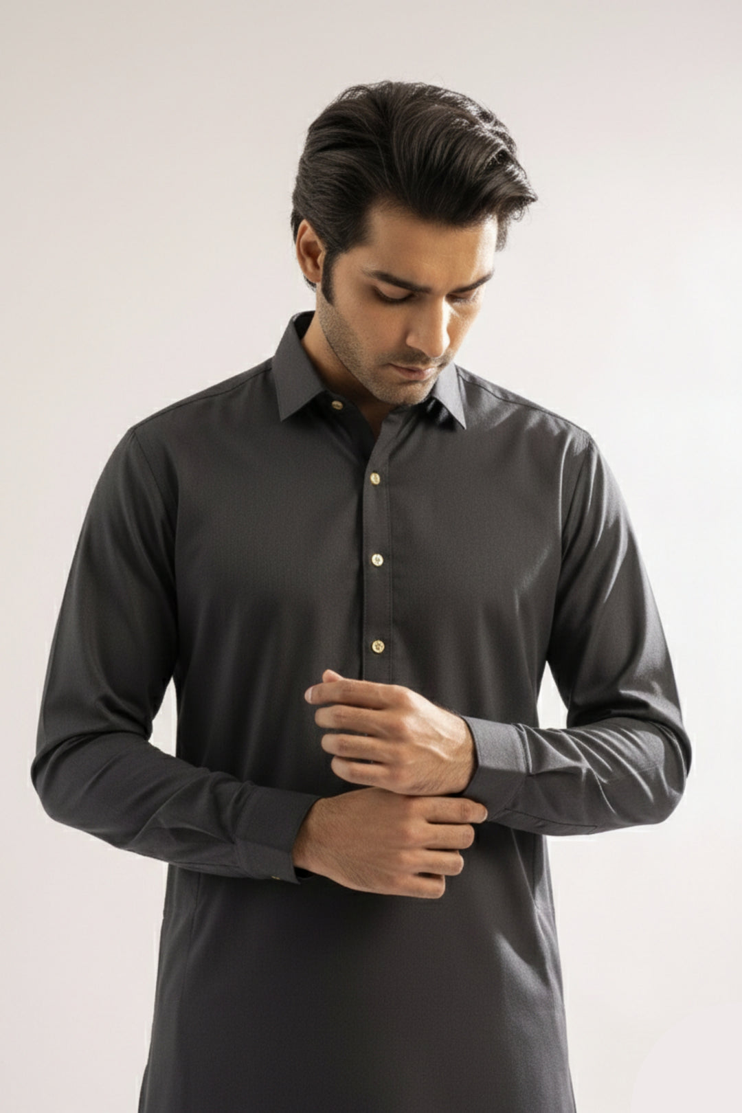 Edge Republic Mens RTW Shalwar Kameez Wash N wear Black Premium  - Festive Collection
