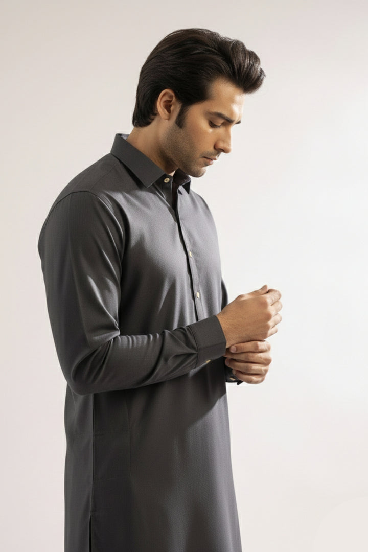 Edge Republic Mens RTW Shalwar Kameez Wash N wear Black Premium  - Festive Collection
