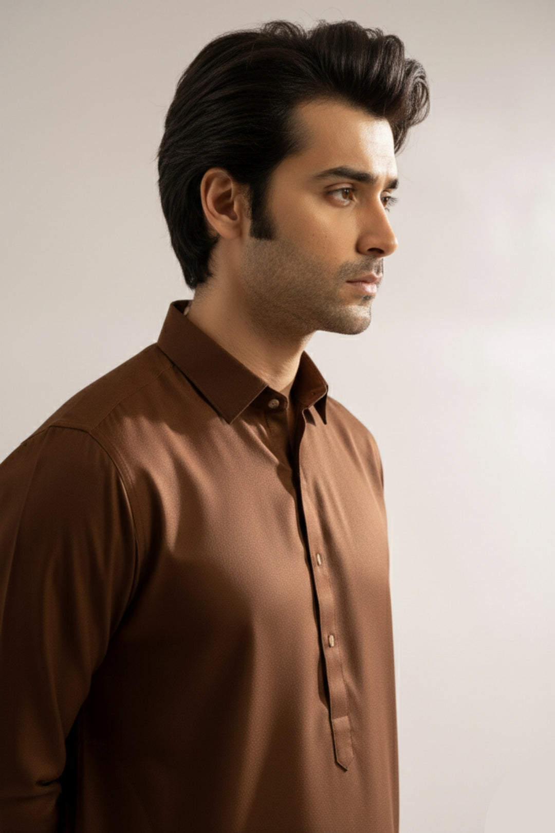 Edge Republic Mens RTW Shalwar Kameez Wash N wear Chocolate Brown Premium  - Festive Collection