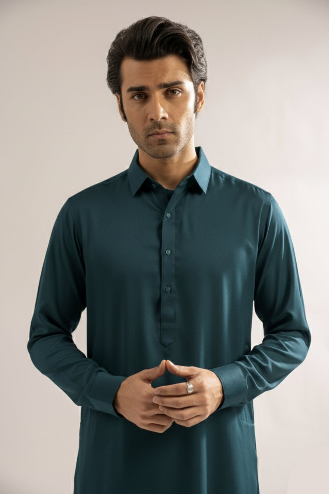 Edge Republic Mens RTW Shalwar Kameez Wash N wear Emerald Green Premium  - Festive Collection