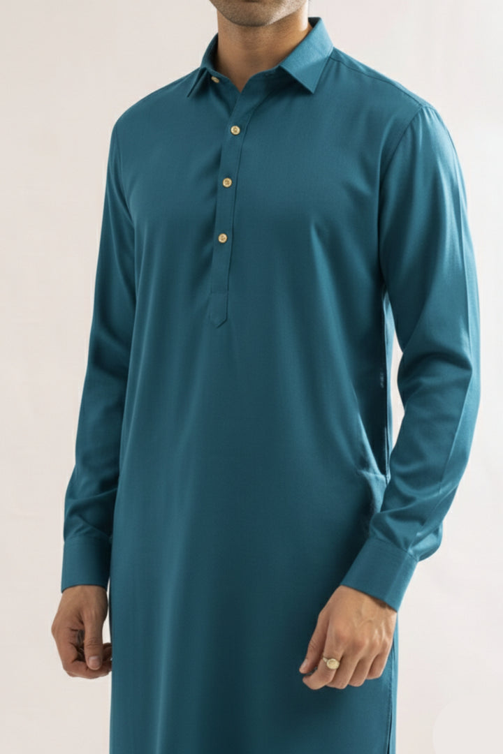Edge Republic Mens RTW Shalwar Kameez Wash N wear Sea Green Premium  - Festive Collection