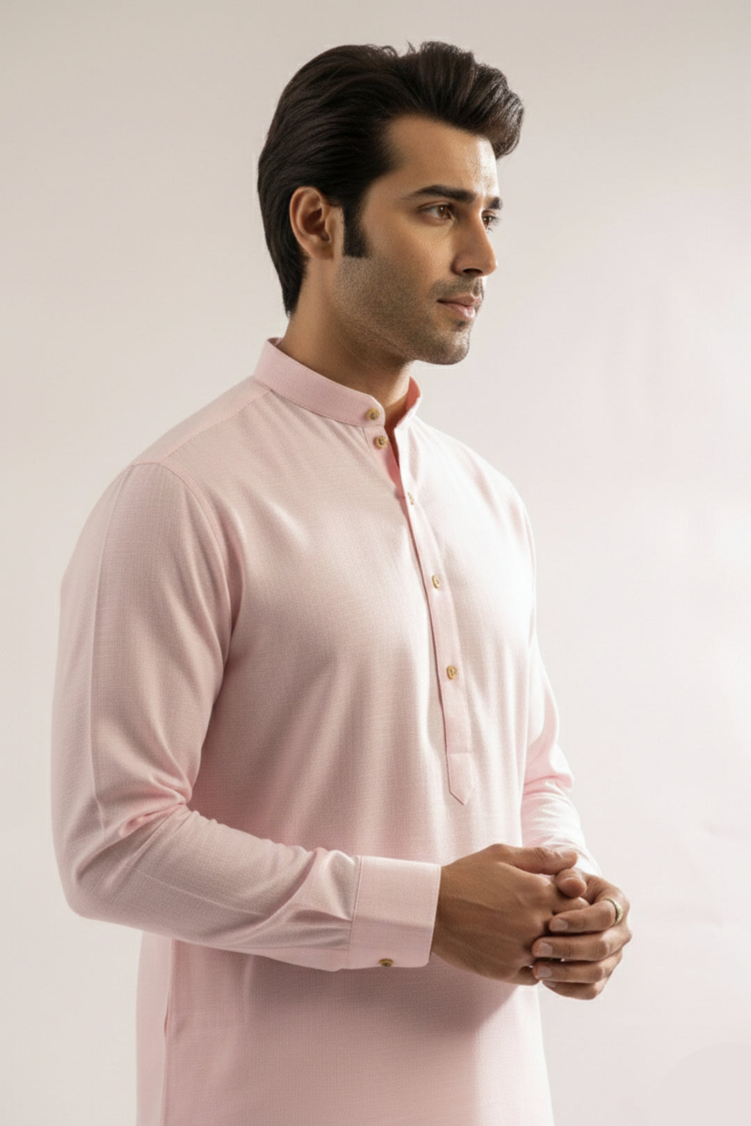 Edge Republic Mens RTW Shalwar Kameez Wash N wear Baby Pink Premium  - Festive Collection