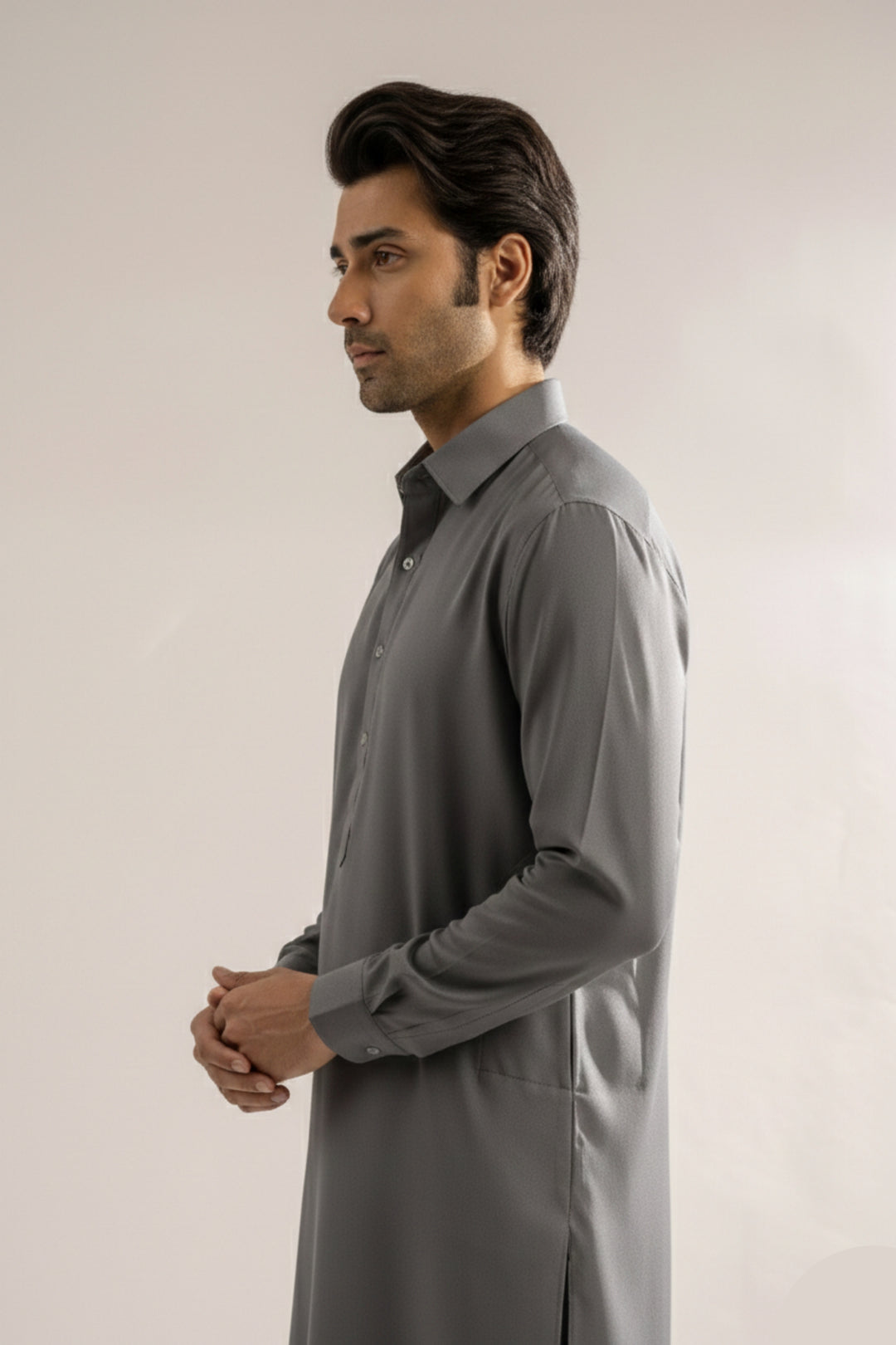 Edge Republic Mens RTW Shalwar Kameez Wash N wear Charcoal Grey Premium  - Festive Collection