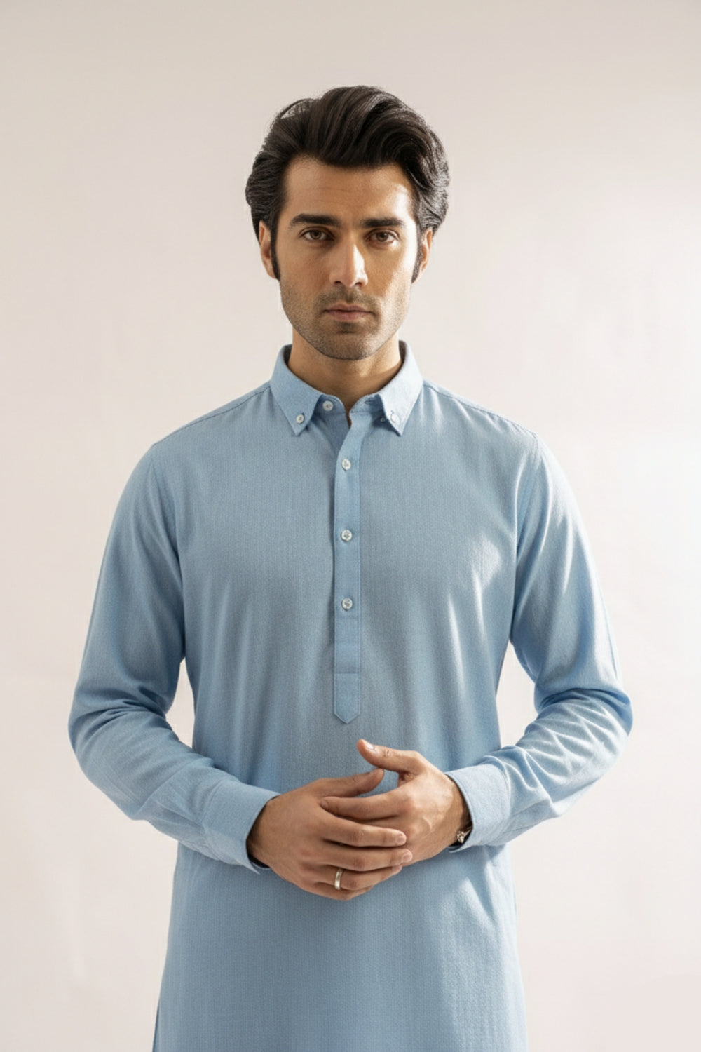Edge Republic Mens RTW Shalwar Kameez Wash N wear Sky Blue Premium  - Festive Collection