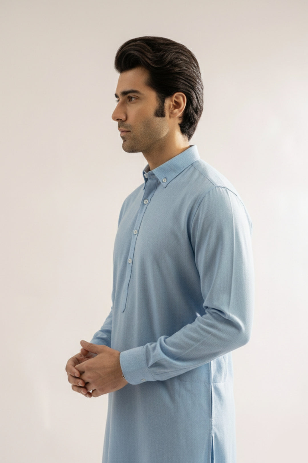 Edge Republic Mens RTW Shalwar Kameez Wash N wear Sky Blue Premium  - Festive Collection
