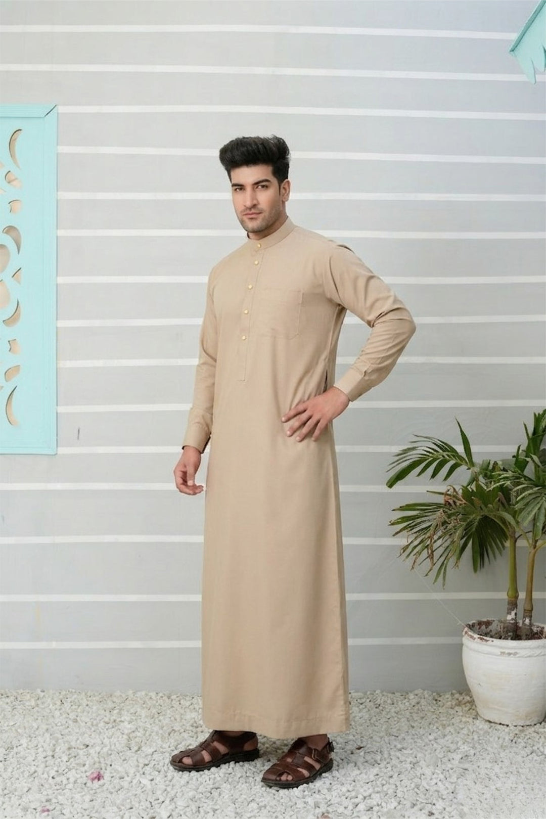Royal Arabic Jubba by Edge Republic Mens RTW Solids Cotton Viscose 2 Piece Suit JB 027 Festive Collection
