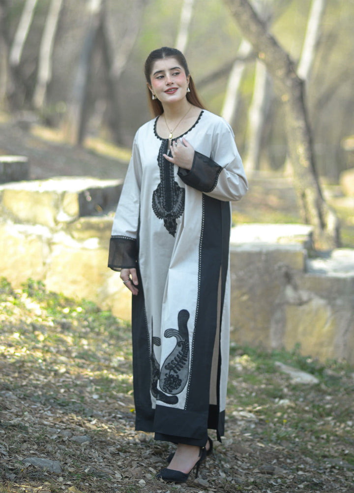 Urban Cut RTW Embroidered Cotton 1 Piece Black n Cream Dress Casual Collection