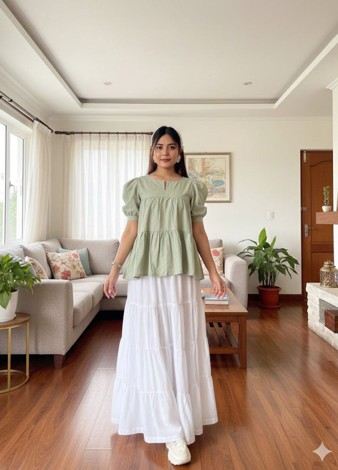 Urban Cut RTW Solids Cotton 1 Piece White Maxi 1 Casual Collection