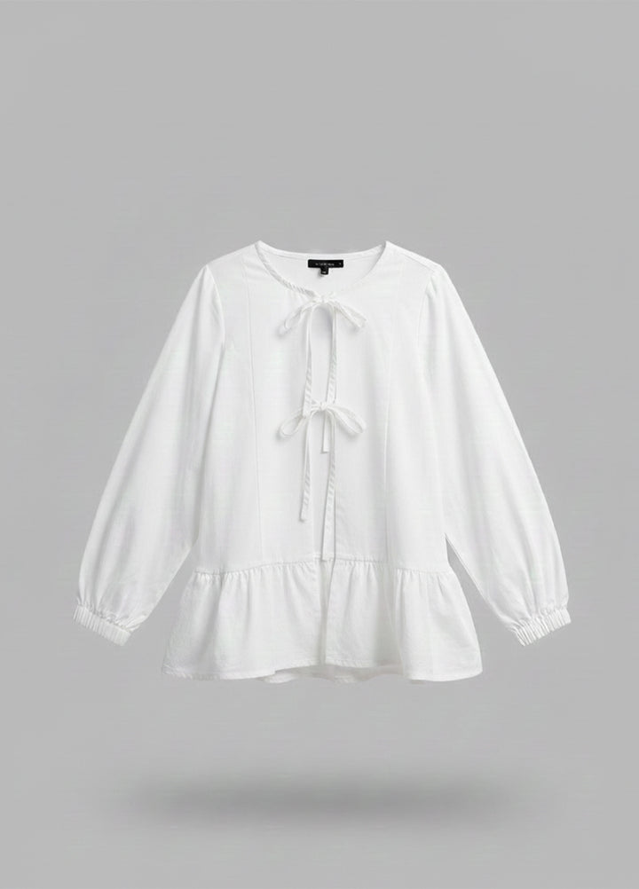 Urban Cut RTW Solids Cotton 1 Piece White Peplum Shirt Casual Collection