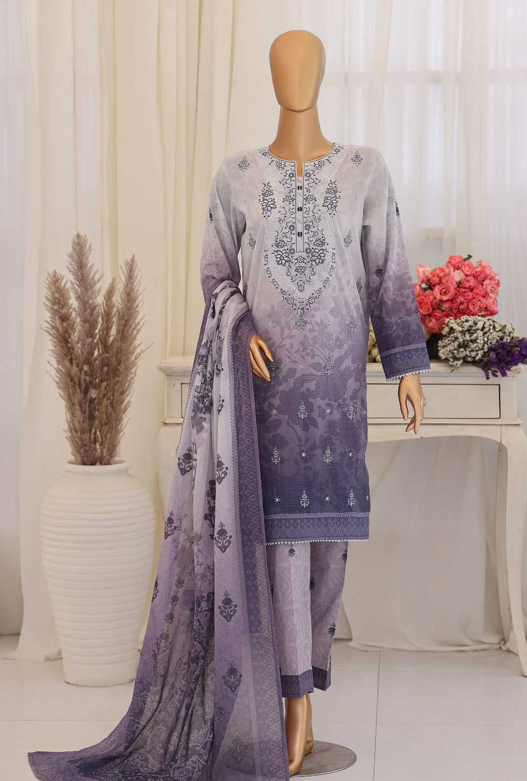 Virsa by HZ Textiles Unstitched Embroidered Lawn 3 Piece Suit VEC-1209 - Casual Collection