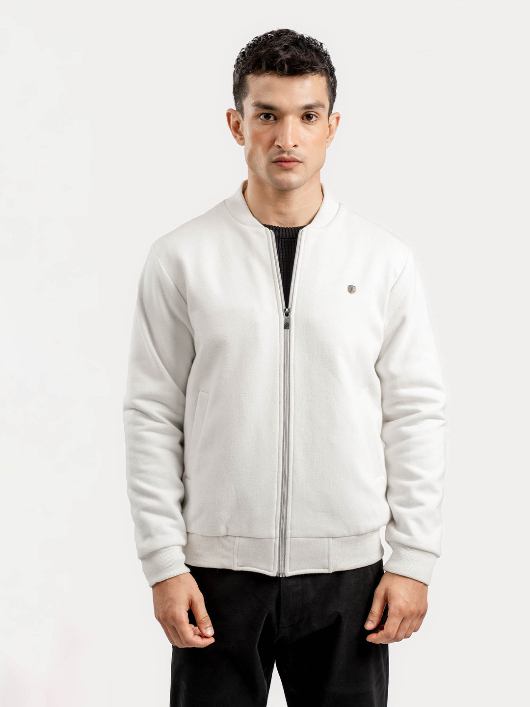Brumano Mens RTW Solids Poly Jacket Vanilla Knitted Winter Collection