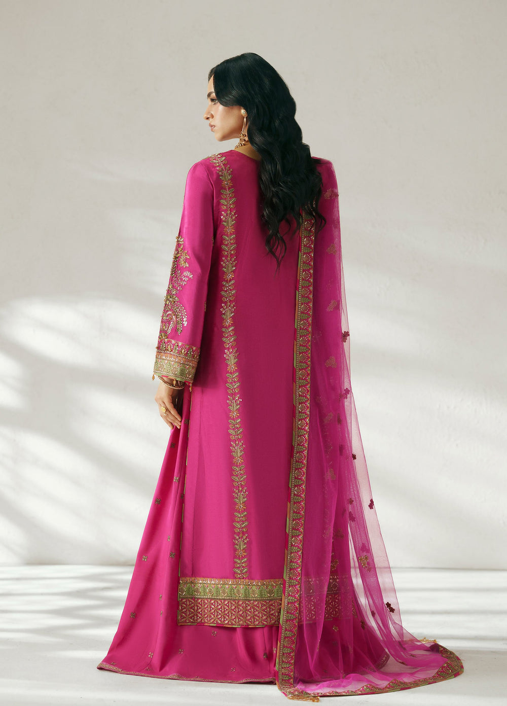 Vera Unstitched Embroidered Silk 3 Piece Suit VR26UWF Ada Magenta Shirt - Wedding Collection