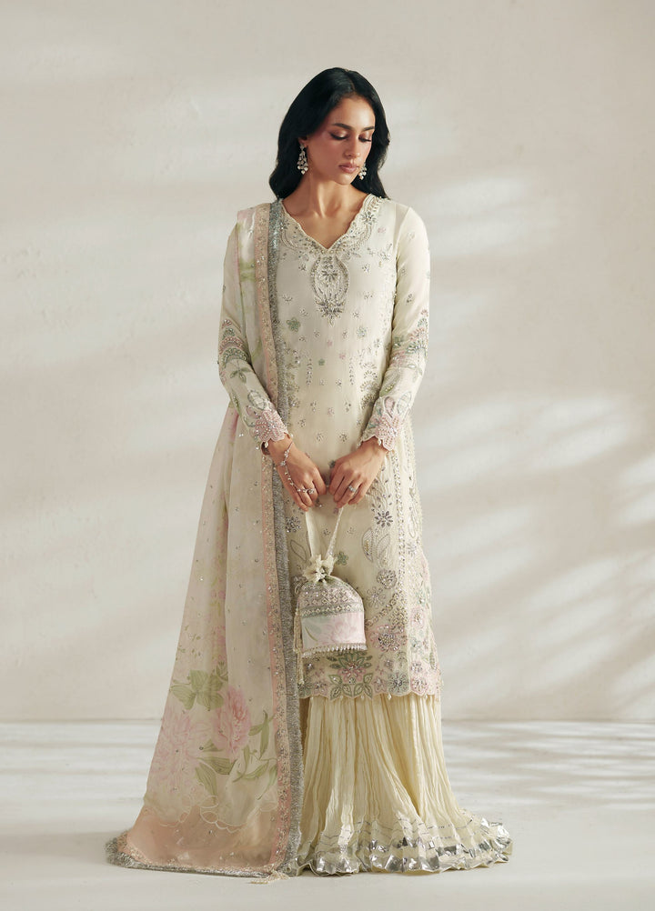 Vera Unstitched Embroidered Silk 3 Piece Suit VR26UWF Chand Ivory - Wedding Collection