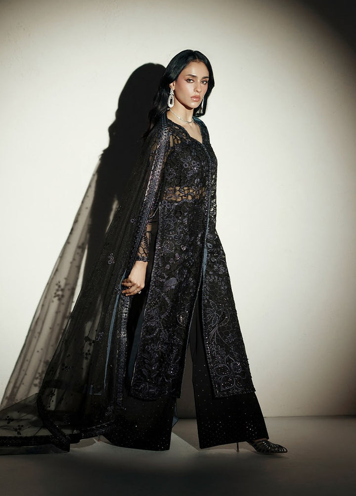 Vera Unstitched Embroidered Organza 3 Piece Suit VR26UWF Muse Black - Wedding Collection
