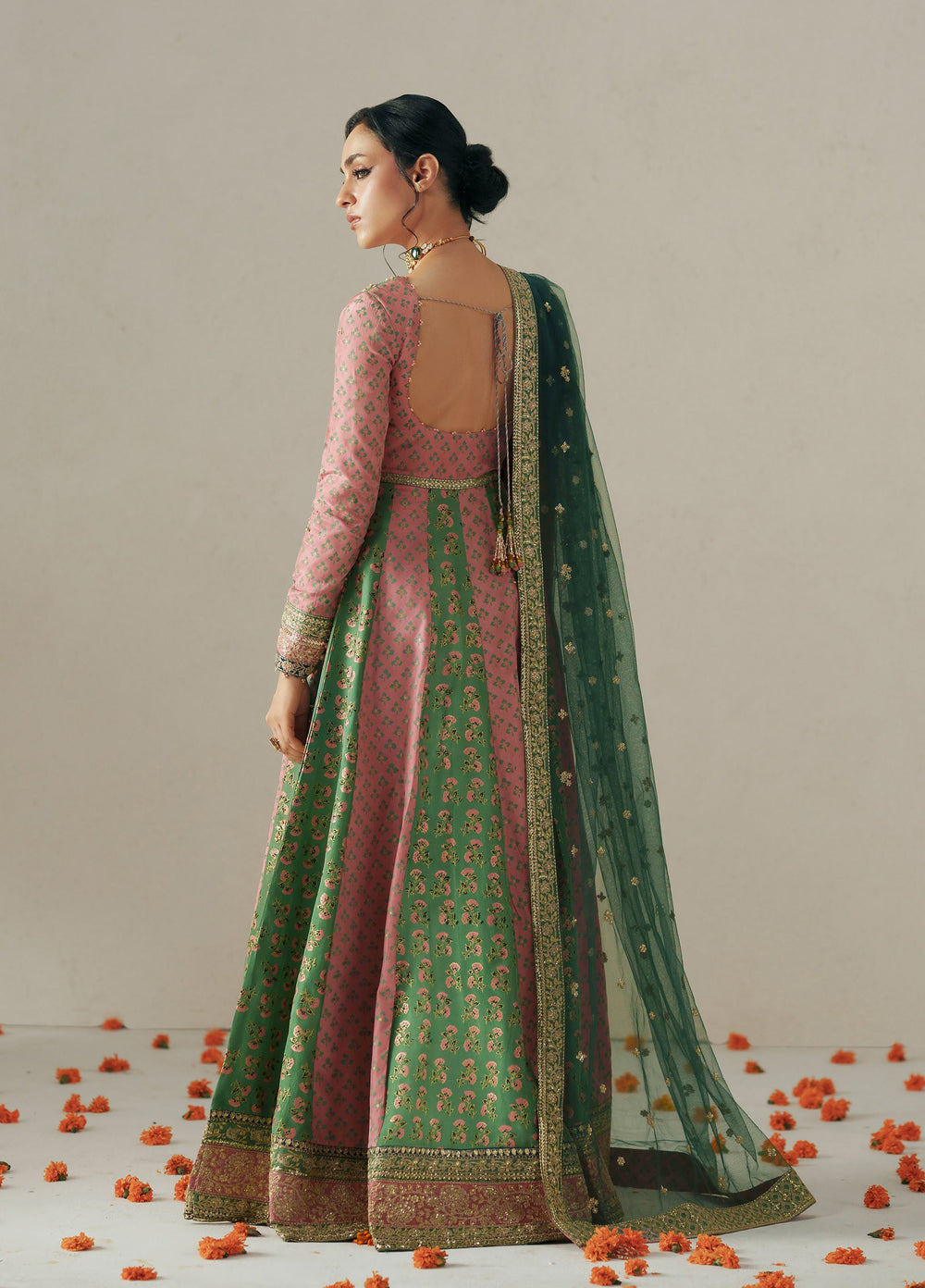 Vera Unstitched Embroidered Silk 3 Piece Suit VR26UWF Rang Multicolor Anarkali - Wedding Collection