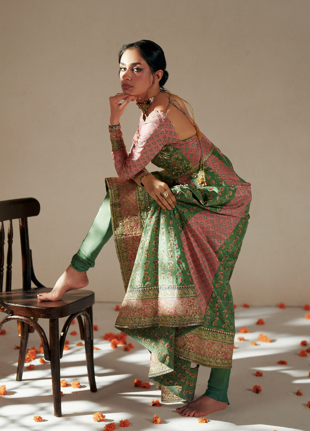 Vera Unstitched Embroidered Silk 3 Piece Suit VR26UWF Rang Multicolor Anarkali - Wedding Collection