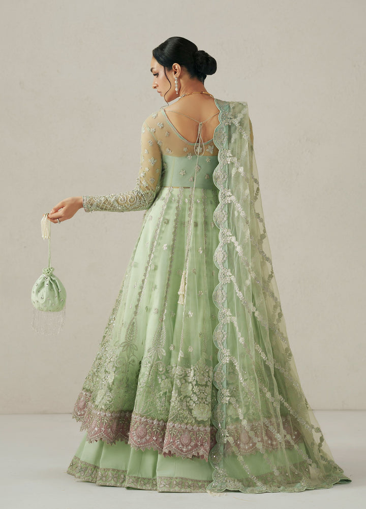 Vera Unstitched Embroidered Net Pishwas Suit VR26UWF Seafoam Green Pishwas - Wedding Collection