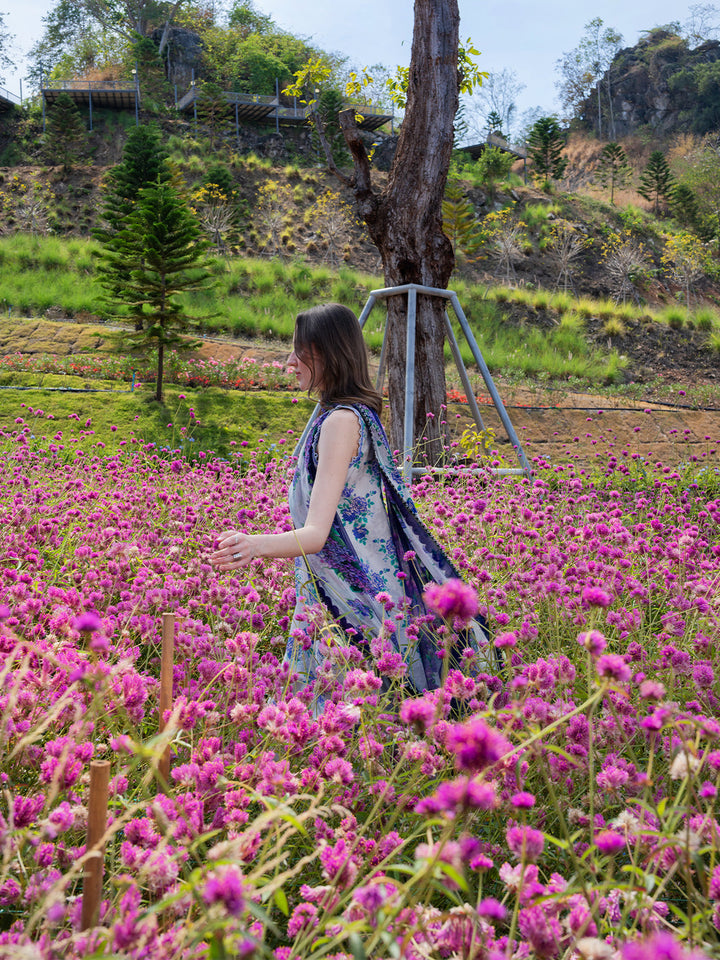 The Scent Of Summers by Yards Unstitched Embroidered Lawn 3 Piece Suit Violet Dewdrop Casual Collection
