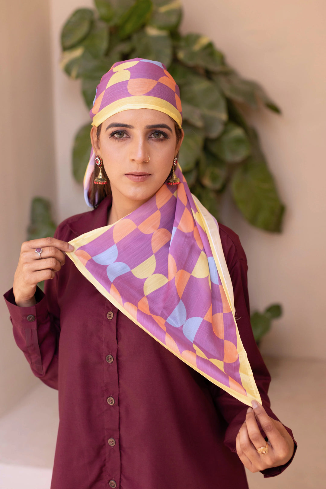 Dhaga Women Scarve Printed Crinkle Silk 1 Piece Lilac Funky - Summer Collection