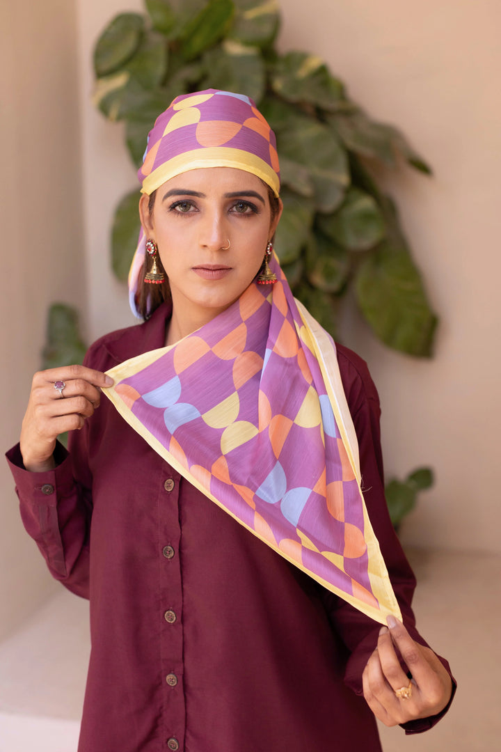 Dhaga Women Scarve Printed Crinkle Silk 1 Piece Lilac Funky - Summer Collection