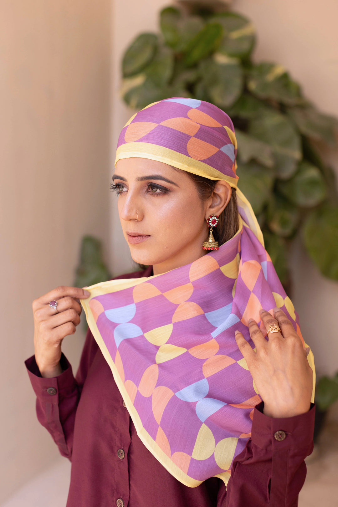 Dhaga Women Scarve Printed Crinkle Silk 1 Piece Lilac Funky - Summer Collection