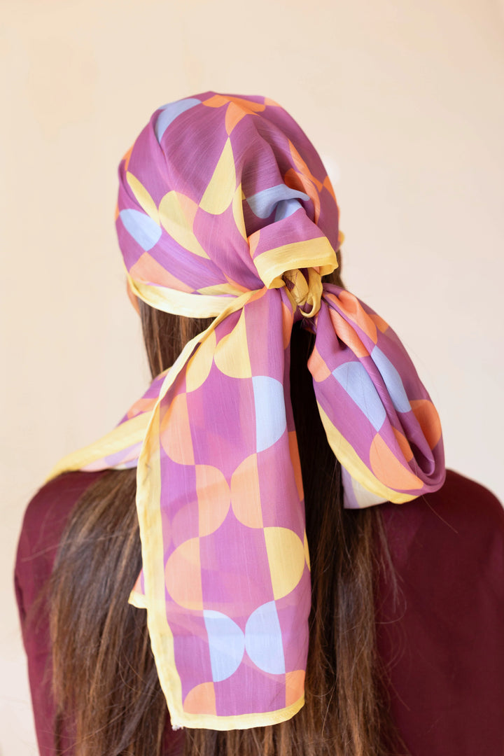 Dhaga Women Scarve Printed Crinkle Silk 1 Piece Lilac Funky - Summer Collection