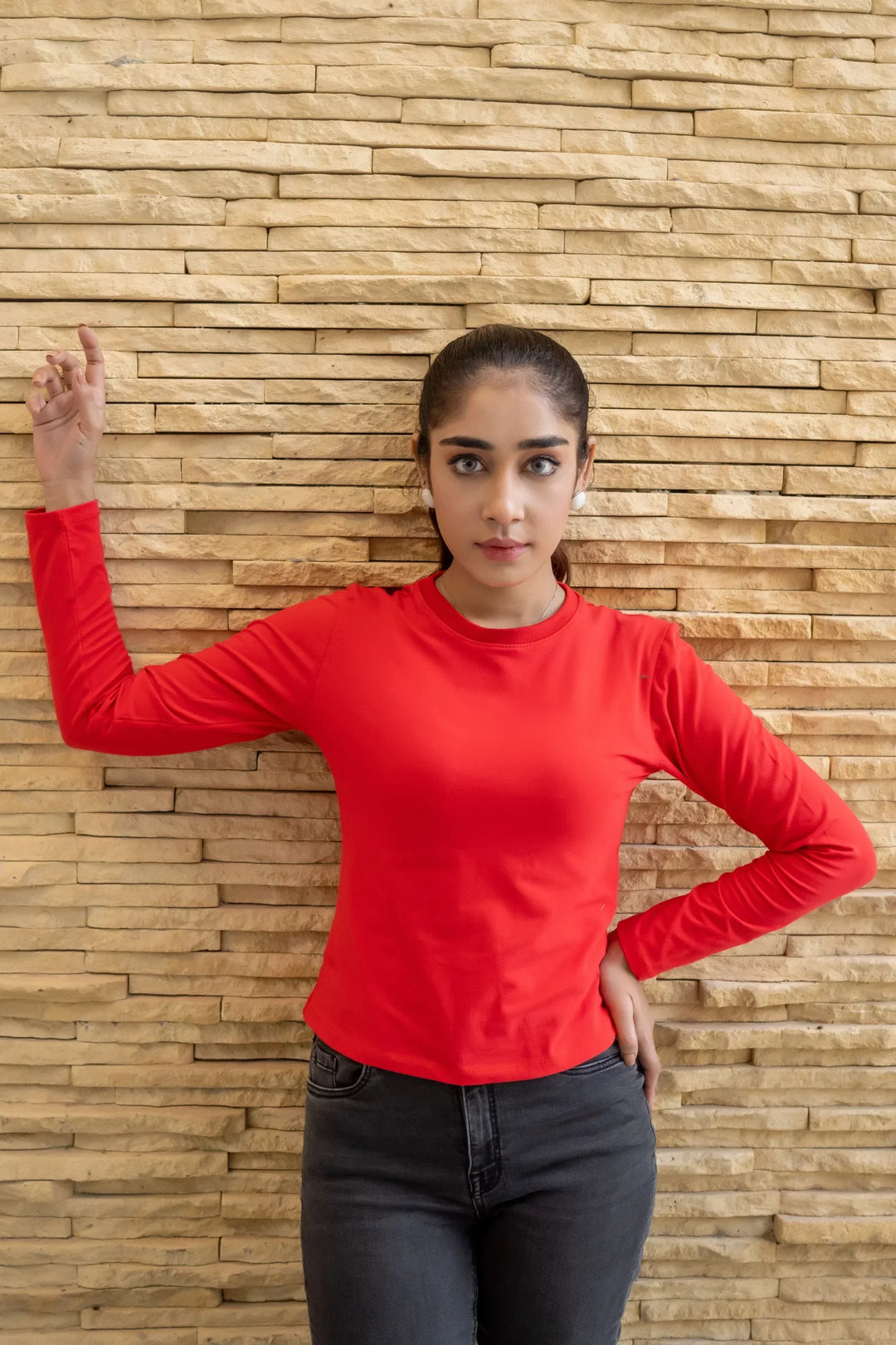 Dhaga Women Western Solids T- Shirt jersy Basic Red DT10002 - Summer Collection