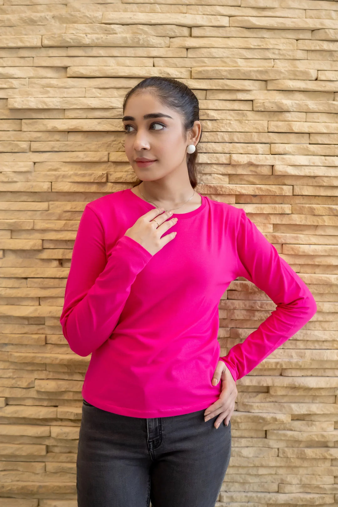 Dhaga Women Western Solids T- Shirt jersy Pink plain DT10002 - Summer Collection