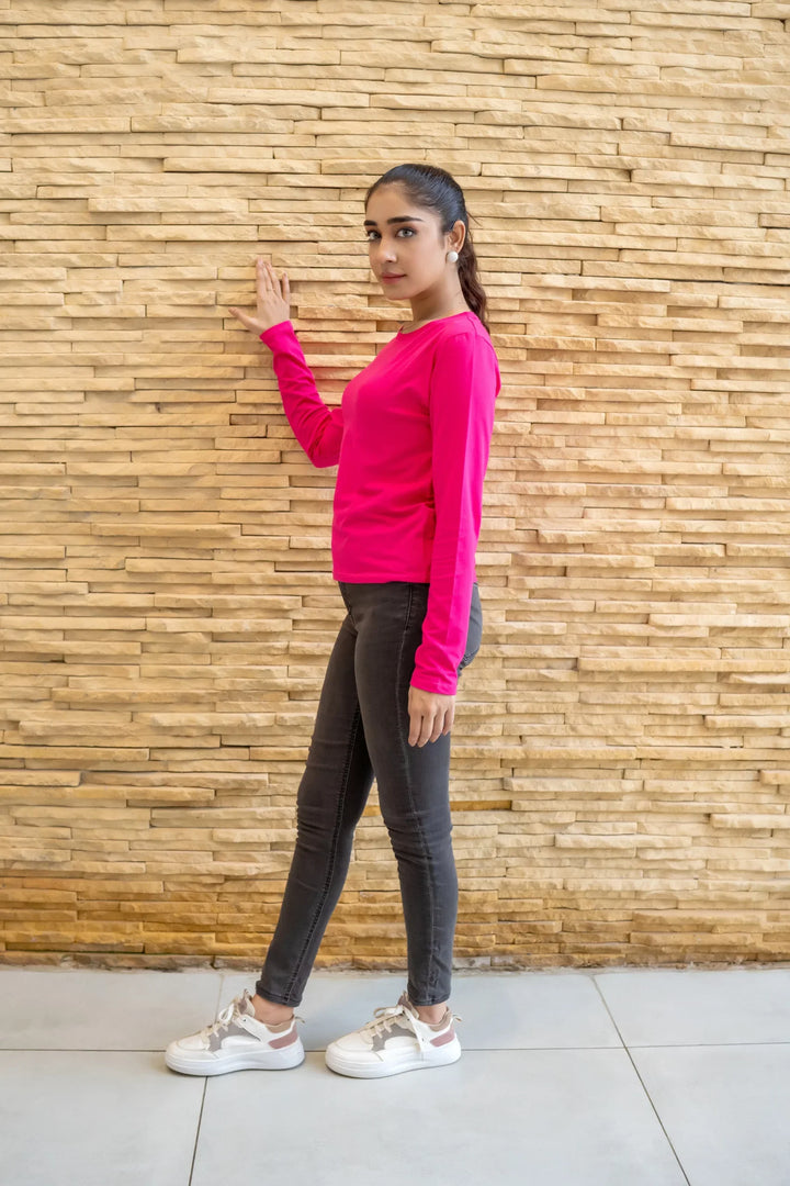 Dhaga Women Western Solids T- Shirt jersy Pink plain DT10002 - Summer Collection