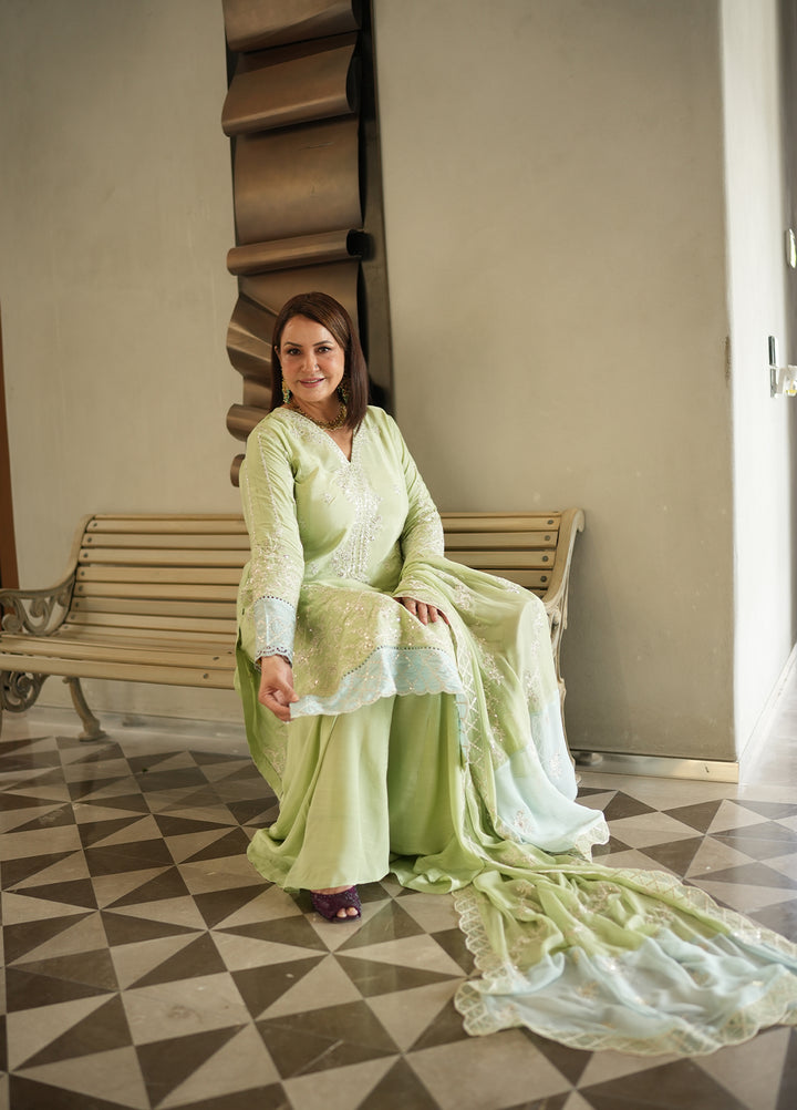Rusukh by Sahane Unstitched Embroidered Raw Silk 3 Piece Suit MEHRMA Festive Collection