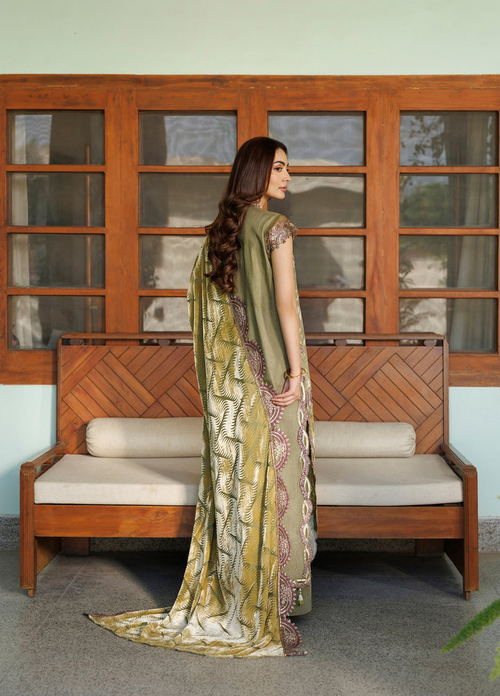 Plush Luxury by Asifa and Nabeel Unstitched Embroidered Viscose 3 Piece Suit Olive Bloom WLXU-01 - Festive Collection