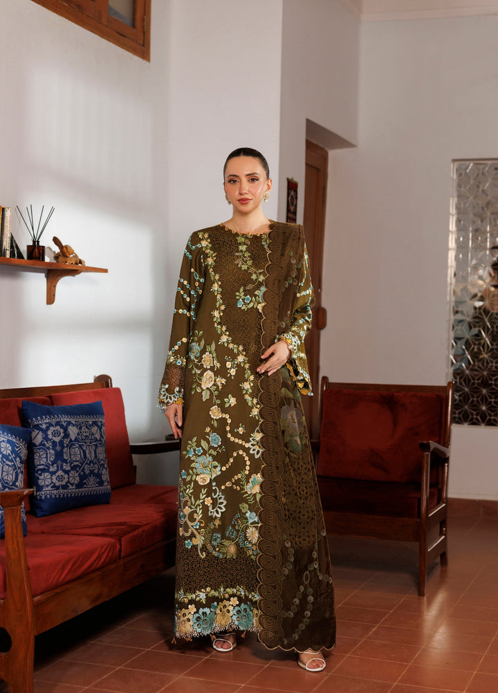 Plush Luxury by Asifa and Nabeel Unstitched Embroidered Pashmina 3 Piece Suit Hazel Hue WLXU-02 - Festive Collection