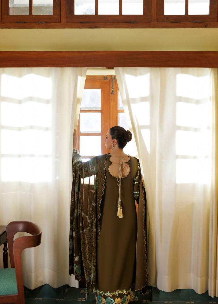 Plush Luxury by Asifa and Nabeel Unstitched Embroidered Pashmina 3 Piece Suit Hazel Hue WLXU-02 - Festive Collection